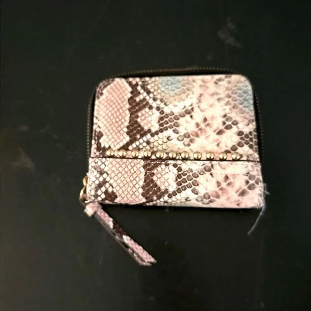 JESSICA SIMPSON Natural Python Pink Small Flap Credit Card